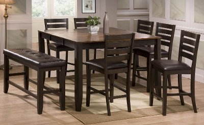 Burnished Brown 5 Piece Counter Height Dining Set Veca Rc Willey Clearance Dark Brown 6 Piece Counter Height Dining Set Elliott