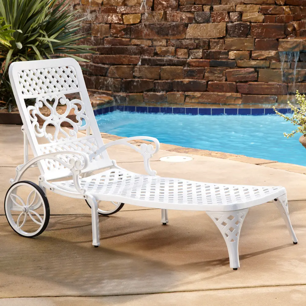 5552-83 Whtie Chaise Outdoor Lounge Chair - Biscayne -1