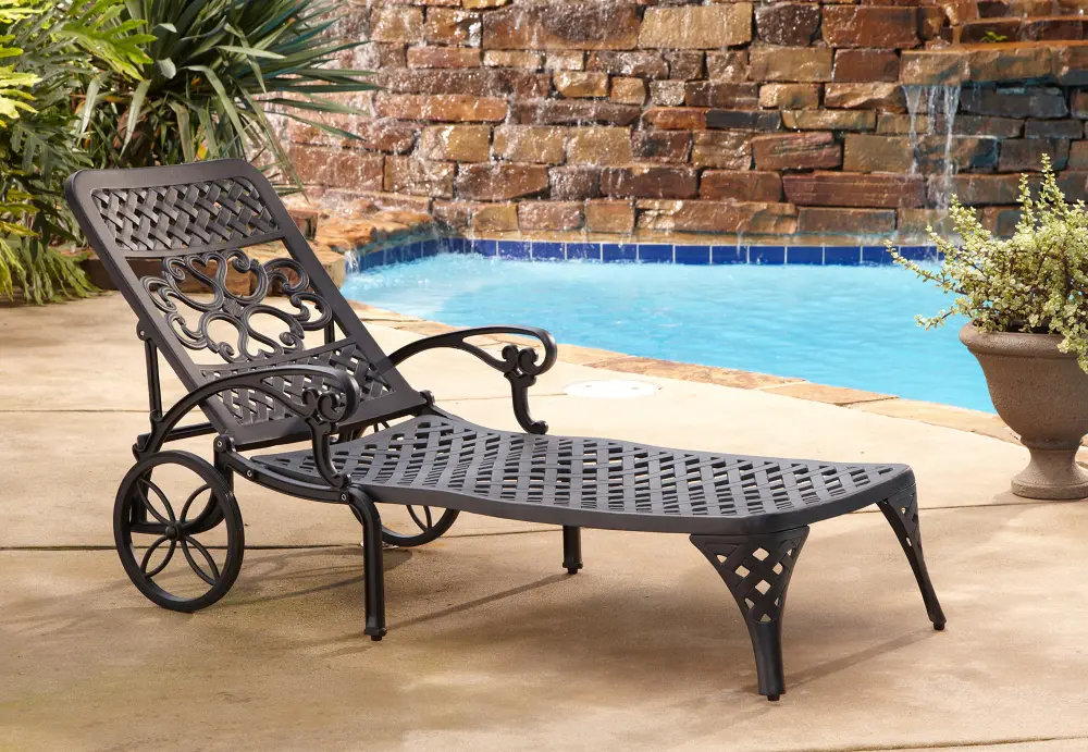 5554-83 Black Chaise Outdoor Lounge Chair - Biscayne -1