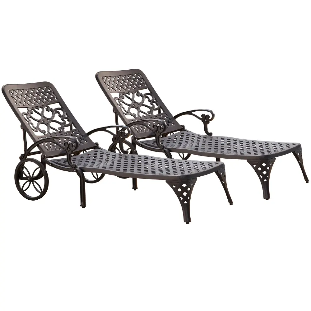 5554-832 Two Black Chaise Outdoor Lounge Chairs - Biscayne -1
