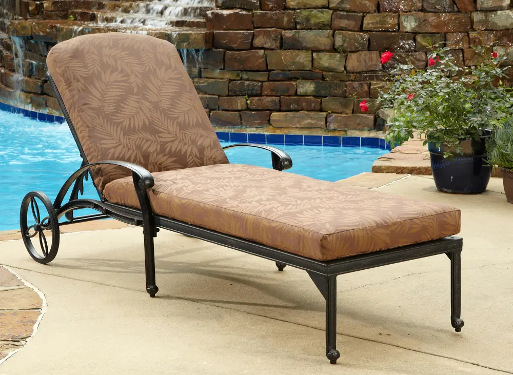 5558-83 Charcoal Chaise Outdoor Lounge Chair with Cushion - Floral Blossom-1