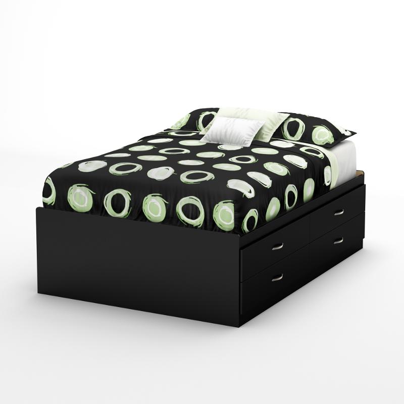 Black 4 Drawer Full Size Storage Bed, Holland 1 Drawer Full Queen Size Platform Bed In Pure Black