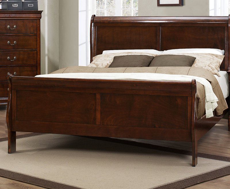 Brown Cherry Traditional Queen Sleigh, Will An Adjustable Bed Fit In A Sleigh Frame