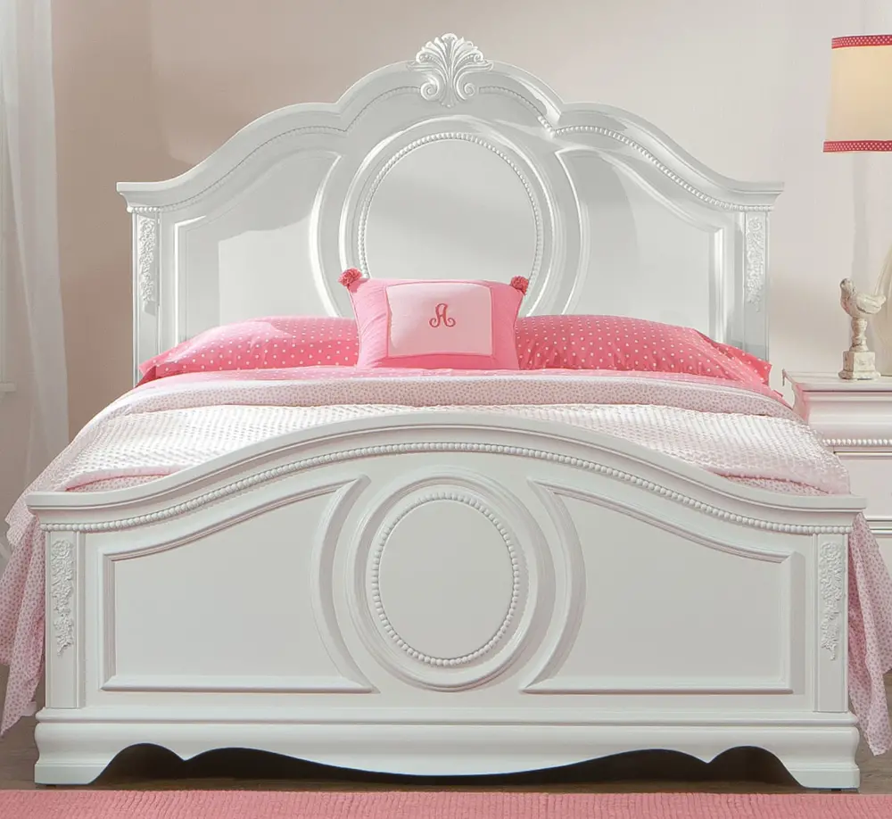 White Traditional Twin Bed - Jessica-1