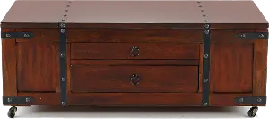 Rolling Storage Bench Ad Top Trunk Coffee Table Chest Rustic Distressed Entryway 