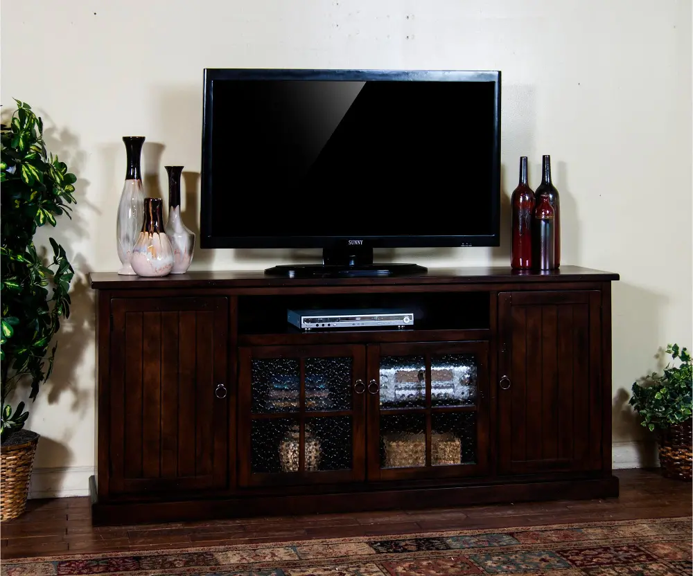 78 Inch Chocolate Brown TV Stand-1