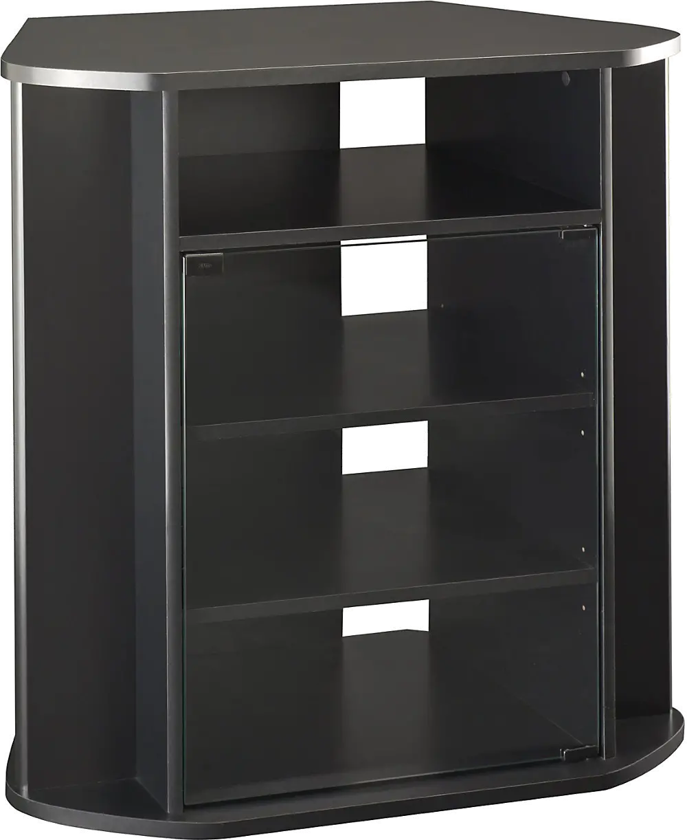 MY37927-03 Sleek Black Tall 30 Inch Corner TV Stand - Visions-1