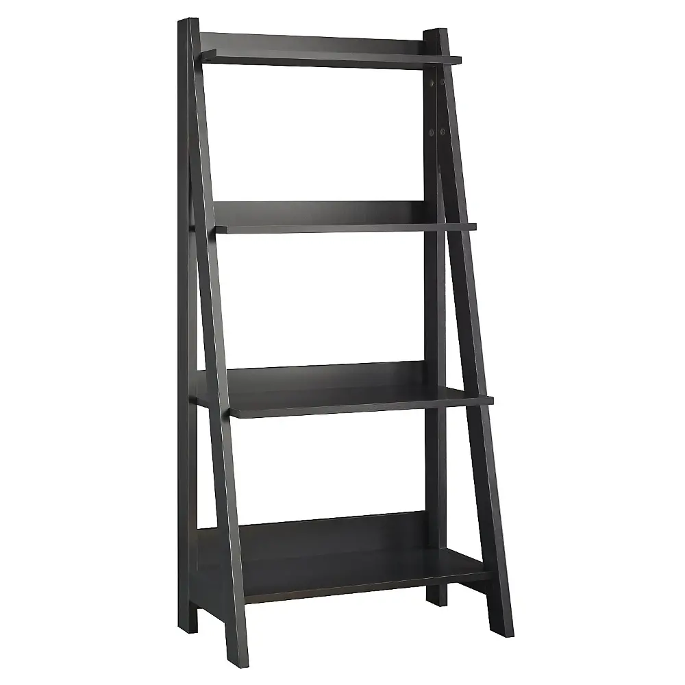 MY72716-03 Black 4-Shelf Ladder Bookcase - Alamosa -1