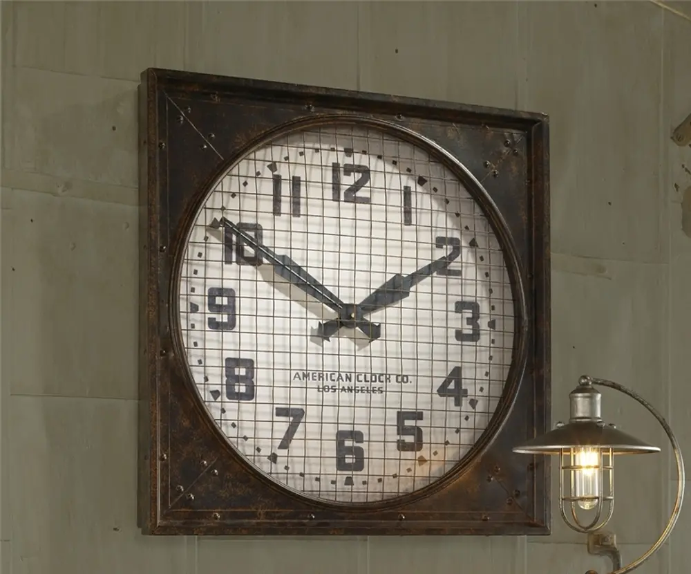 26 Inch Square Caged Clock-1