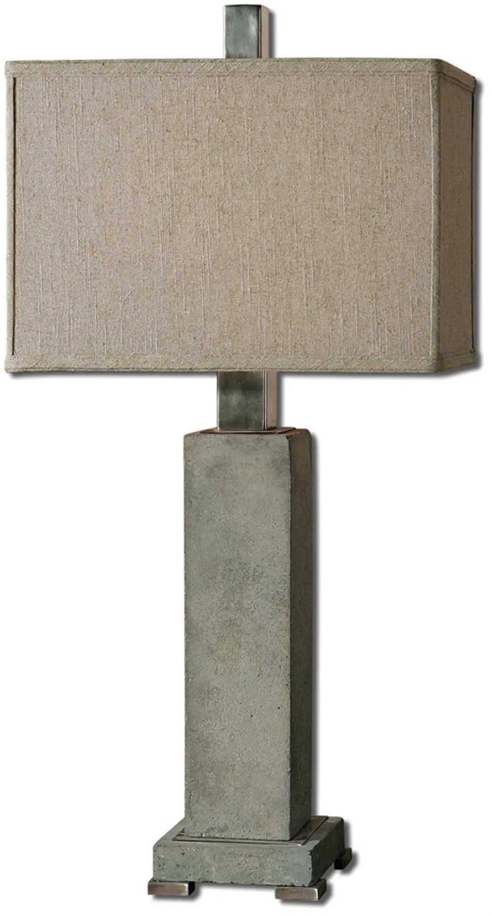 Concrete Base Table Lamp with Brushed Antique Accents-1