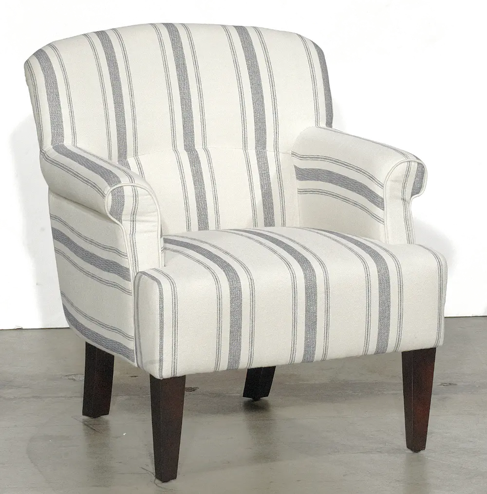 Casual Traditional Linen Striped Accent Chair - Leo-1