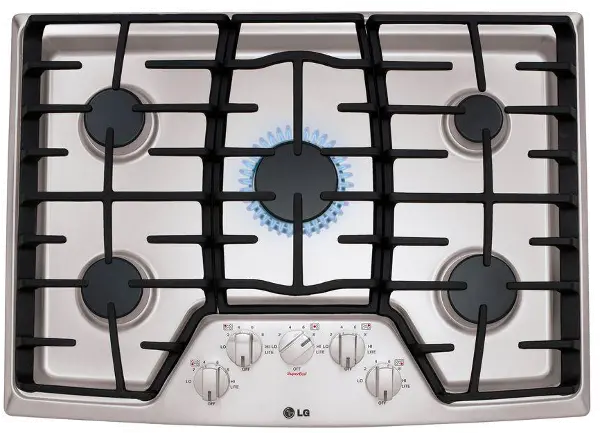 LG stainless steel gas cooktop