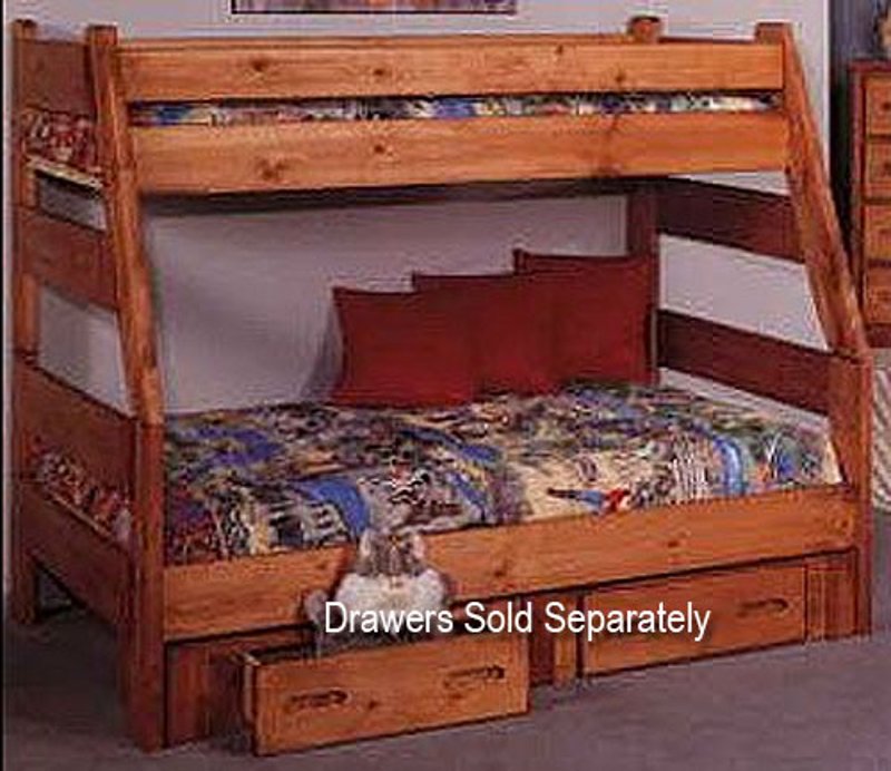 Cinnamon Rustic Pine Twin Over Full, Twin Over Full Solid Wood Bunk Bed