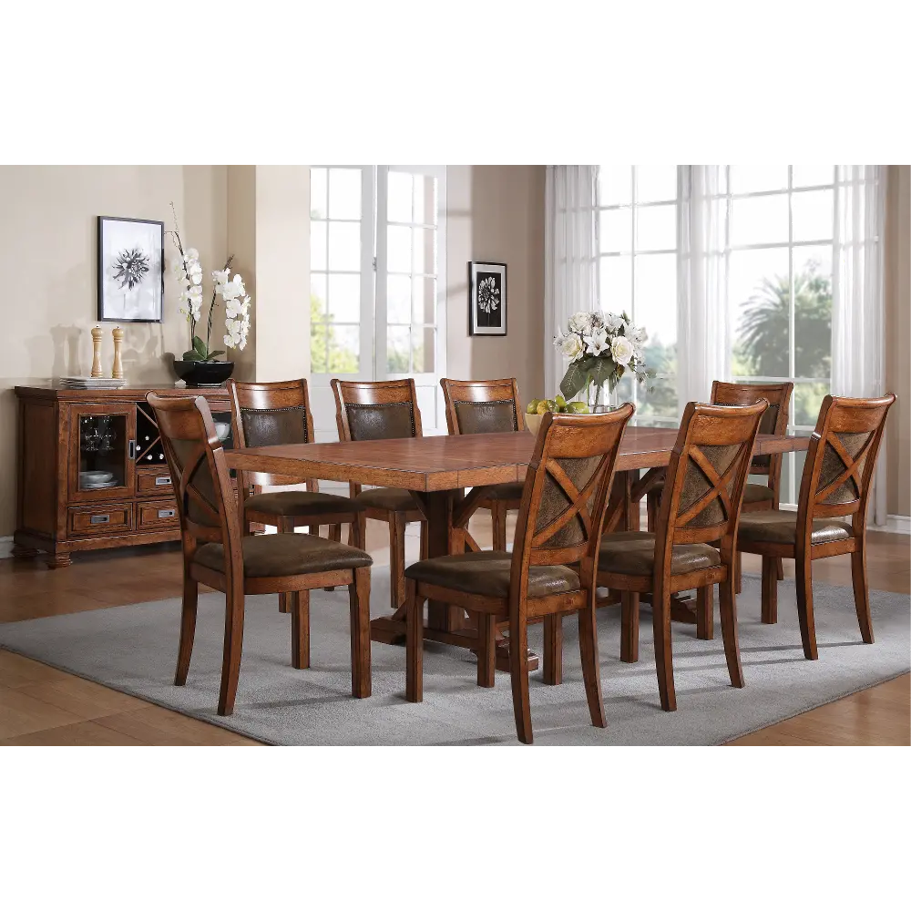 Caramel Transitional Brown Dining Room Table-1
