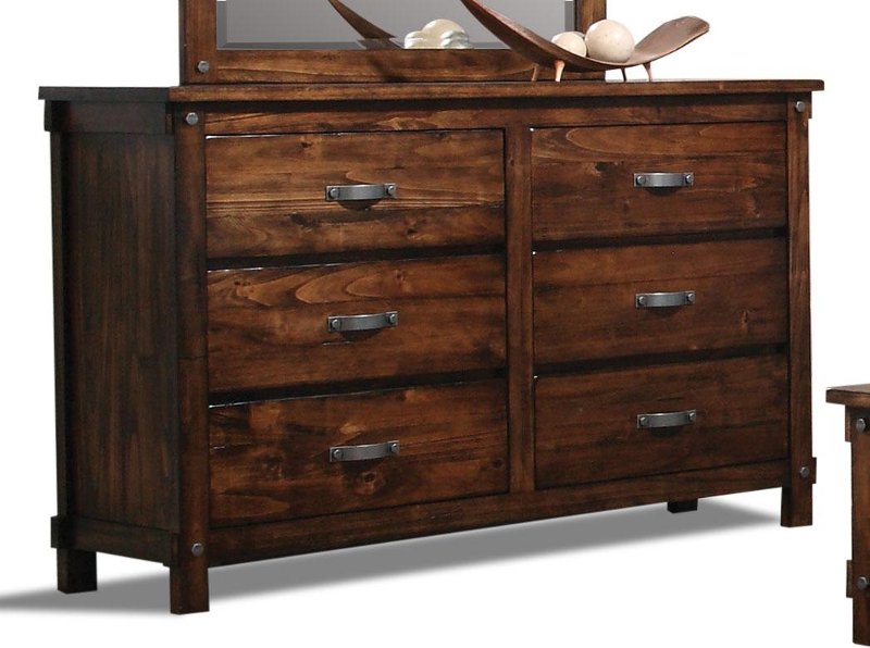 Clearance Jessie Rustic Brown 6-Drawer Dresser