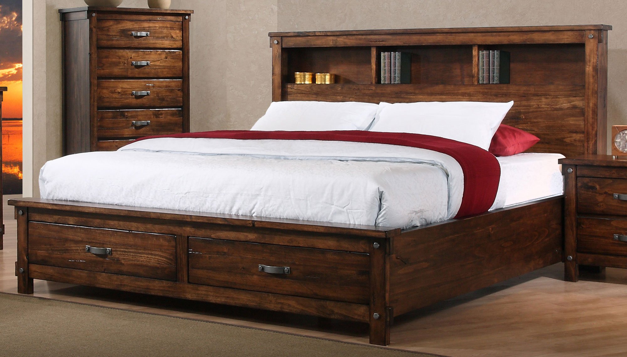 Rustic Brown King Size Storage Bed Jessie Rc Willey Furniture