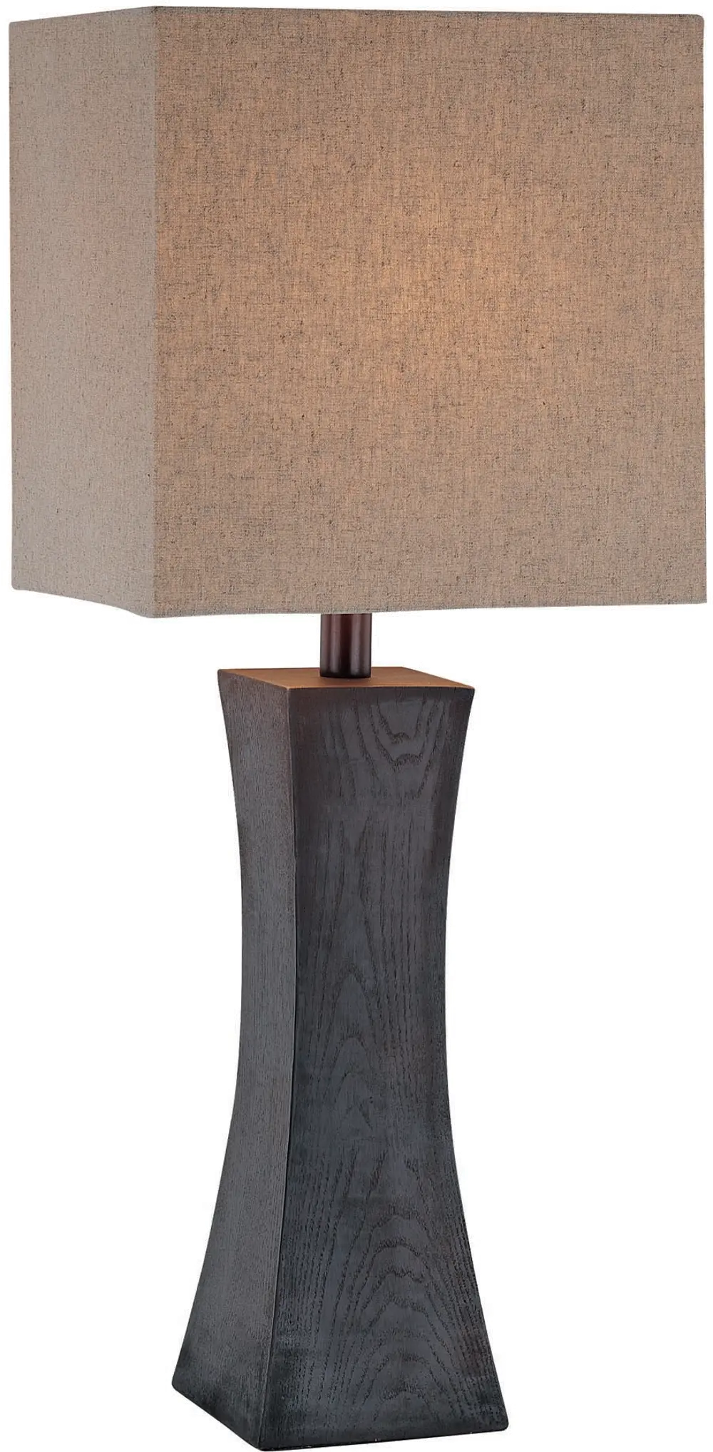 Dark Brown Walnut Wood-Like Base Table Lamp-1