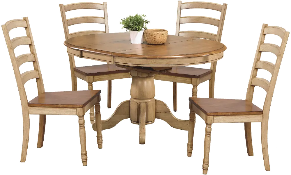Quails Run Almond and Wheat 5 Piece Dining Set with Ladder Back Chairs-1