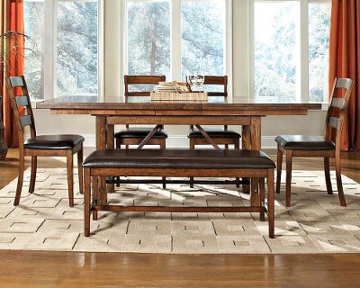 Brandy 6-Piece Dining Set With Bench - Santa Clara RC Willey Brandy 6-Piece Dining Set with Bench - Santa Clara - Brandy 6-Piece Dining Set With Bench - Santa Clara RC Willey