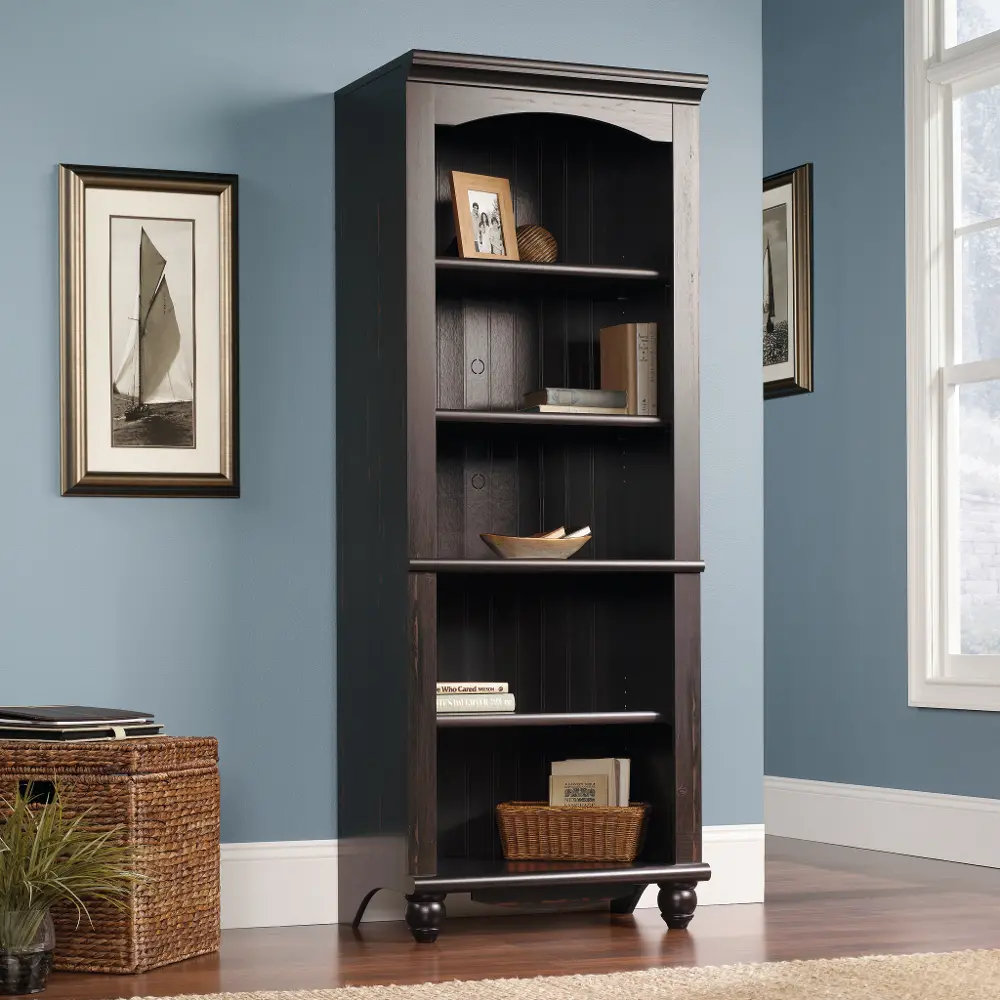 Harbor View Antique Brown Library Bookcase-1