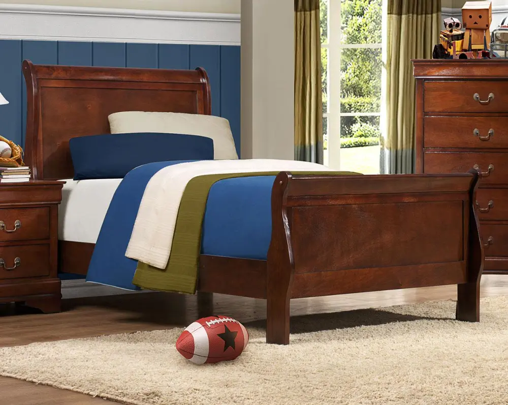Mayville Brown Twin Sleigh Bed-1