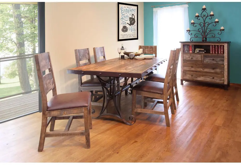 Pine 5 Piece Dining Set - Rustic Antique-1
