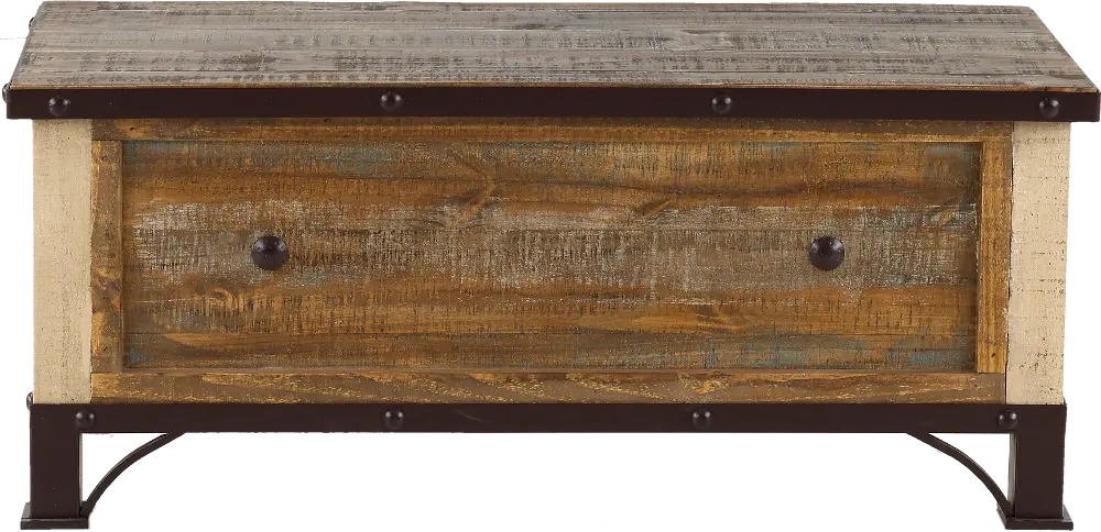 Antique Pine Storage Trunk-1