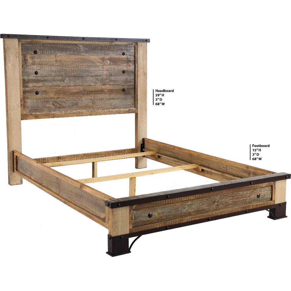 Antique Pine Queen Bed-1