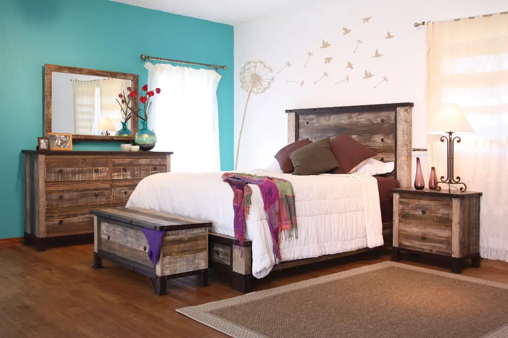 Antique Pine 4 Piece Queen Bedroom Set-1