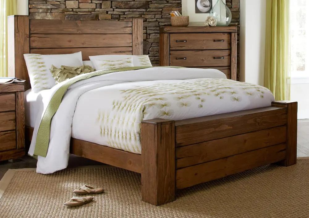 Driftwood Pine Rustic Contemporary King Bed - Maverick -1