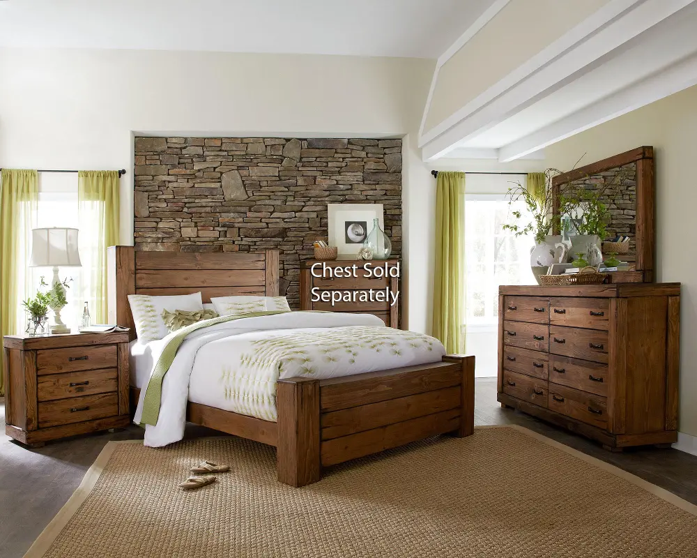 Driftwood Pine 4 Piece King Bedroom Set - Maverick -1