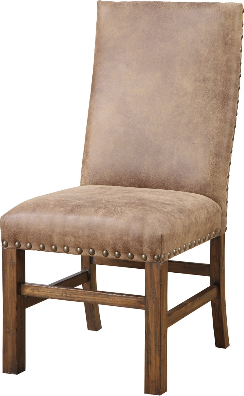 Brown Upholstered Dining Room Chair, Rustic Leather Dining Room Chairs