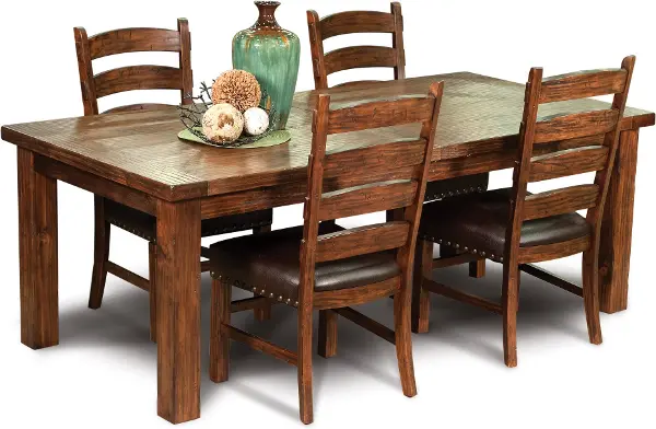 Brown Mission 5 Piece Dining Room Set, Mission Style Dining Room Table Sets