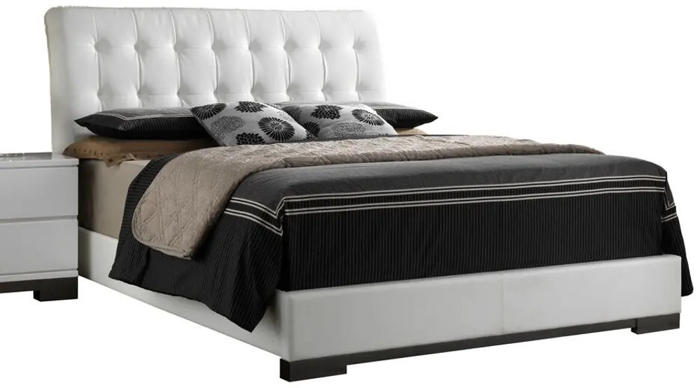 Contemporary White Queen Upholstered Bed - Avery -1