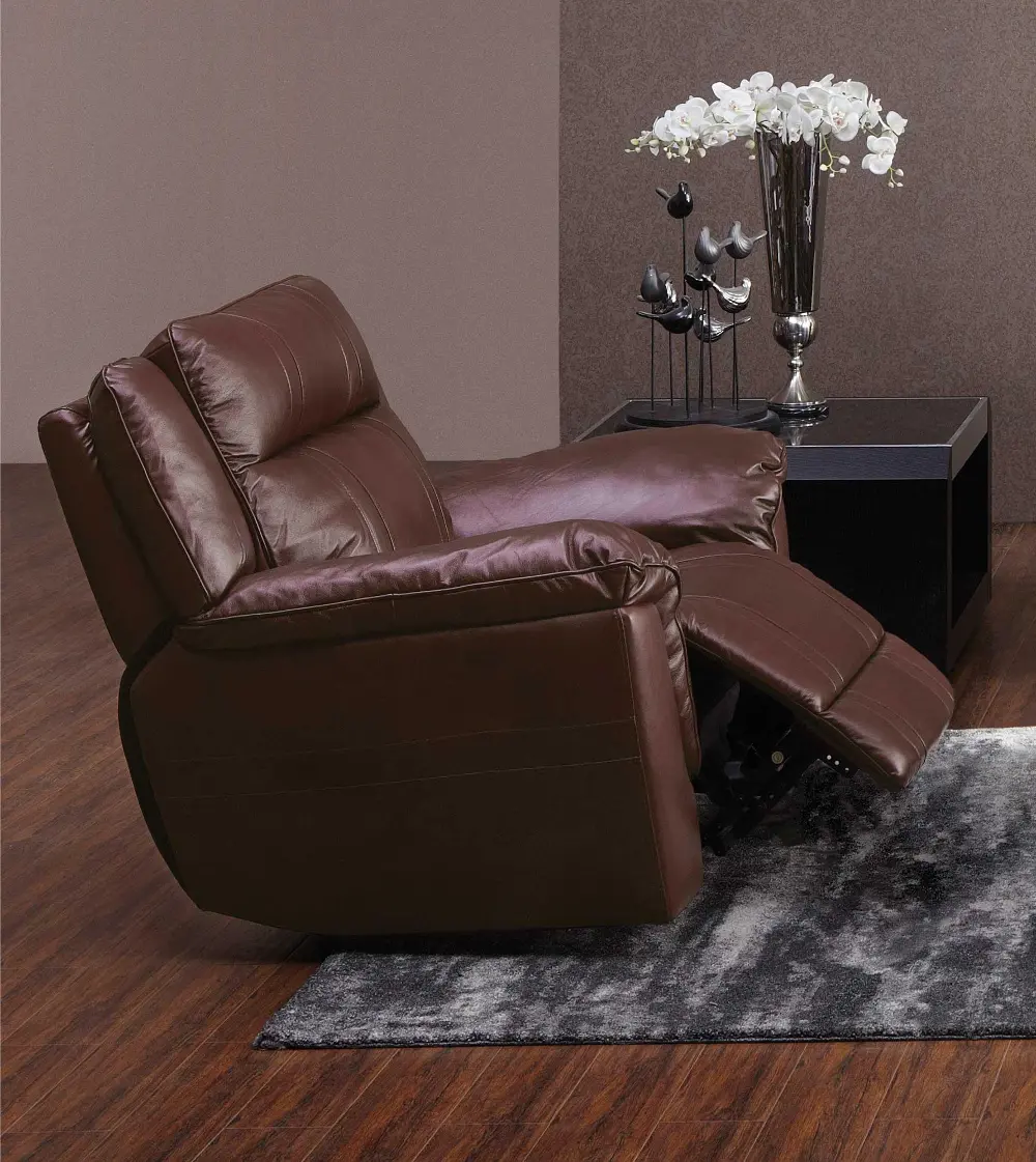 Brown Leather-Match Swivel Glider Recliner - K-Motion-1