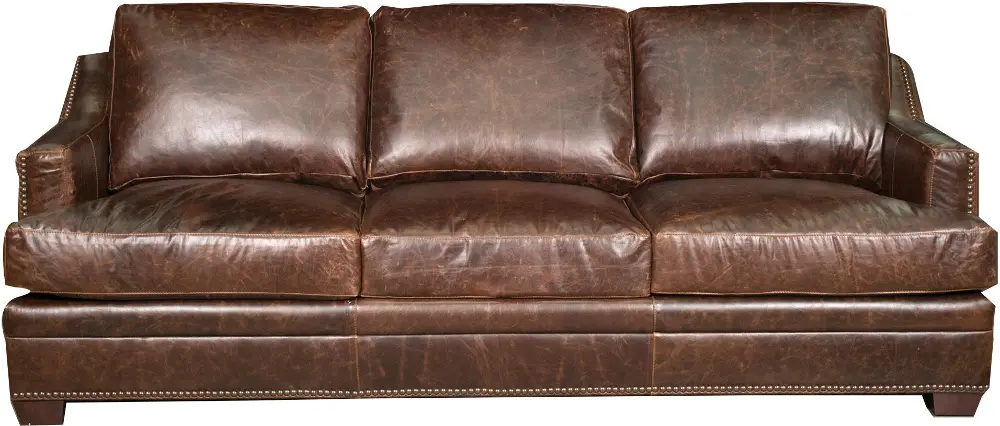 Classic Contemporary Brown Leather Sofa - Antique-1