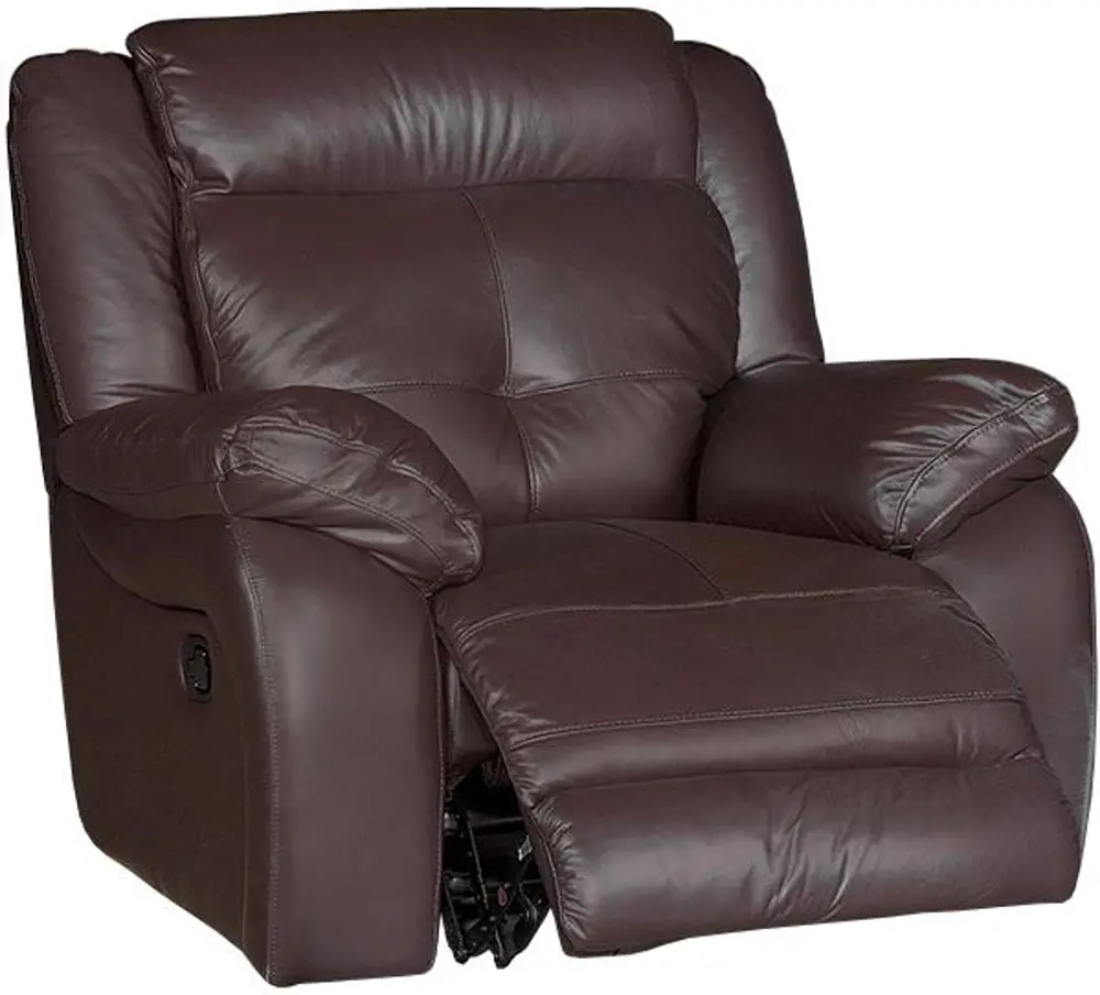 Chocolate Leather-Match Manual Glider Recliner - Nuveau-1