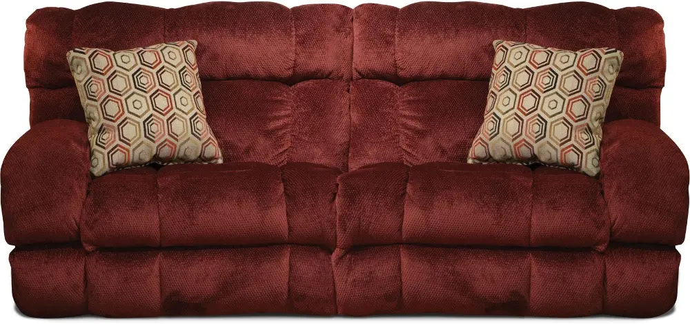 1761 Siesta 93 Inch Wine Red Upholstered Reclining Sofa-1