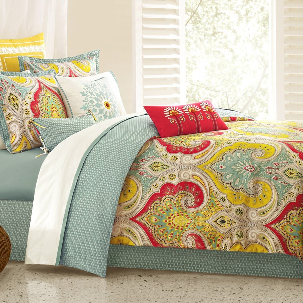 Green Yellow And Red Queen Echo Bedding Collection Rc Willey Green Yellow And Red Queen Echo Bedding Collection Rc Willey Furniture