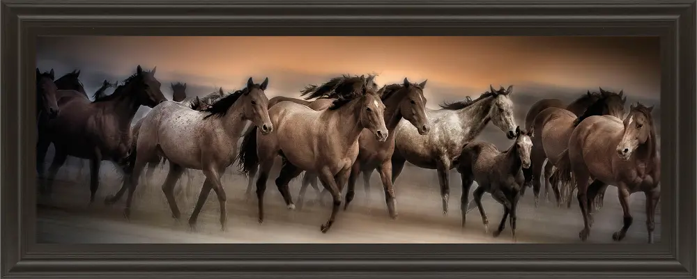 Many Horses Horizontal Framed Wall Art-1