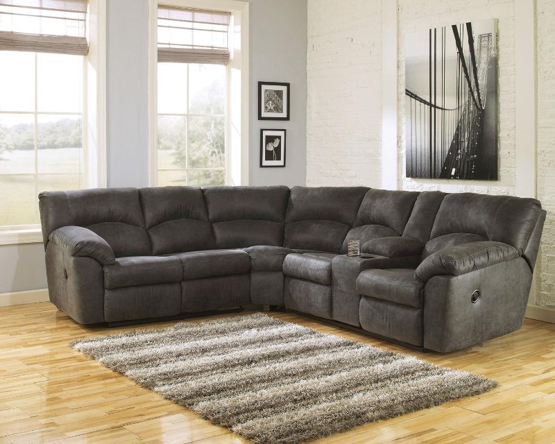 Gray 2 Piece Pewter Reclining Sectional Sofa - Tambo