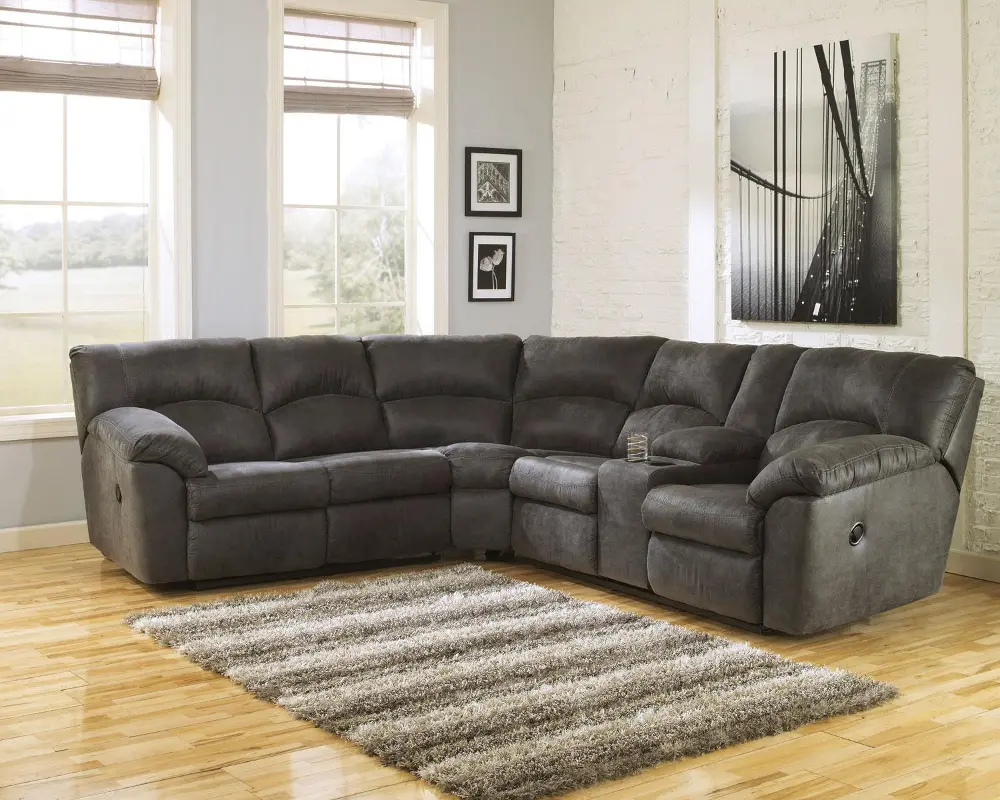 Tambo Pewter Gray 2 Piece Reclining Sectional Sofa-1