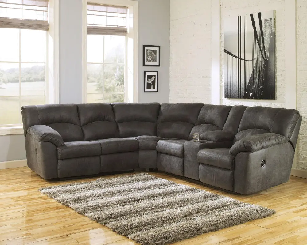 Tambo Pewter Gray 2 Piece Reclining Sectional Sofa-1