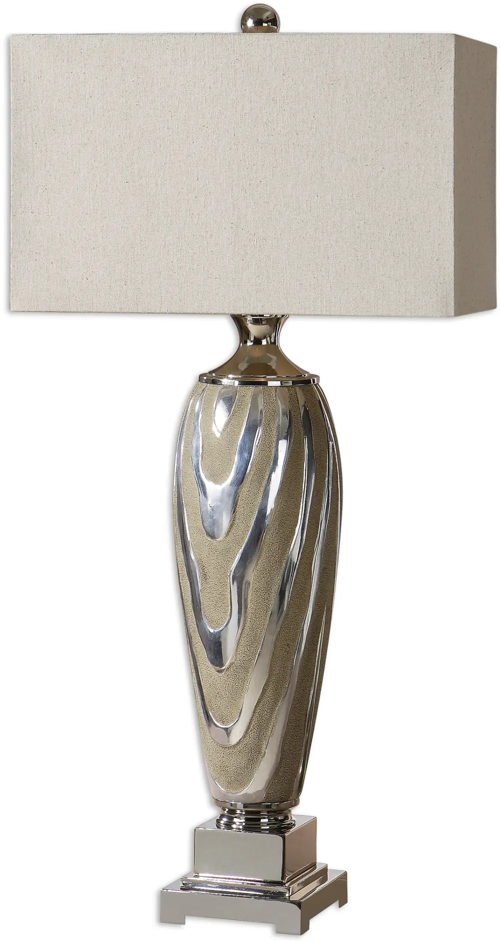 Dusty Beige and Polished Silver Table Lamp-1