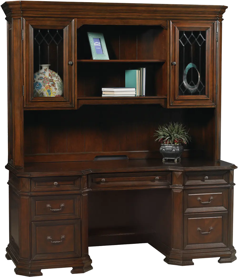 Classic Brown Office Desk and Hutch - Westchester-1