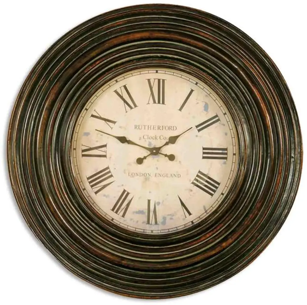 Burnished Brown Wooden Wall Clock-1