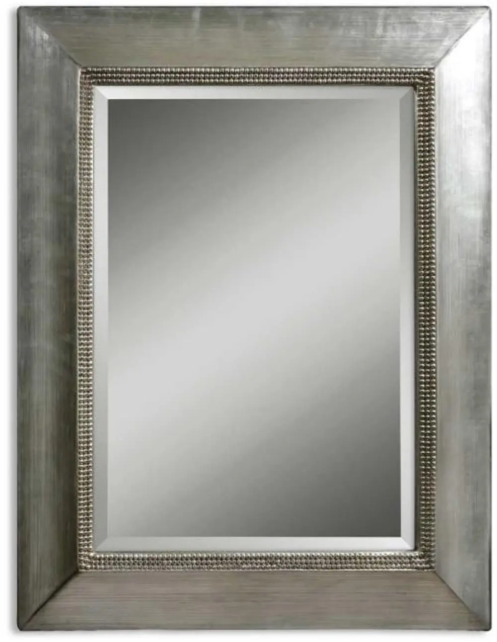 Antiqued Scratched Silver Leaf Wall Mirror-1