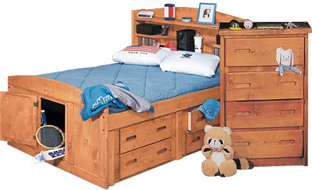 Rustic Cinnamon Full Storage Bed with 1 Under-Bed Dresser - Palomino-1
