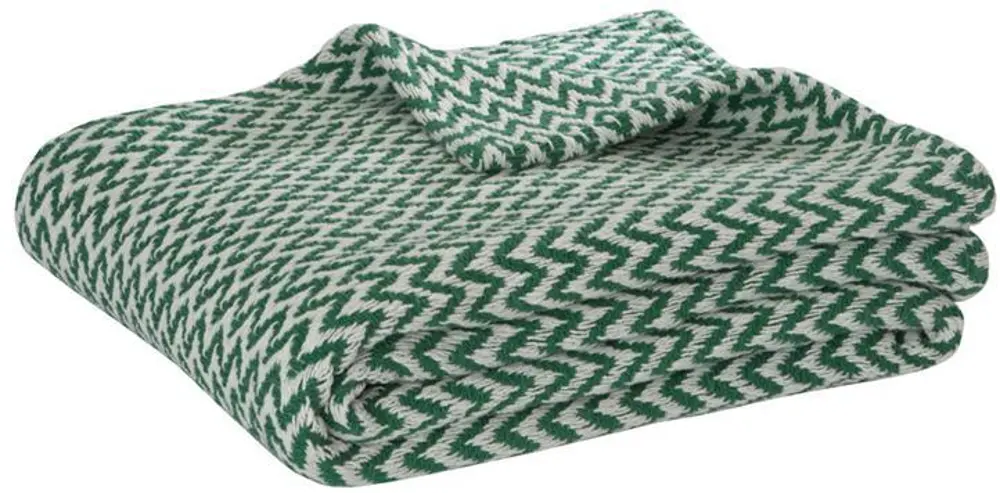 Twin Natural and Green Chevron Throw-1