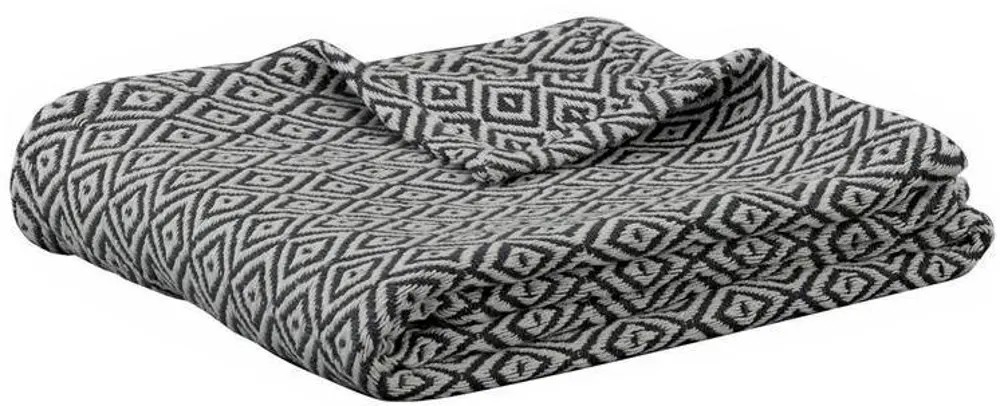 Twin Nadu Charcoal and Natural Throw Blanket-1